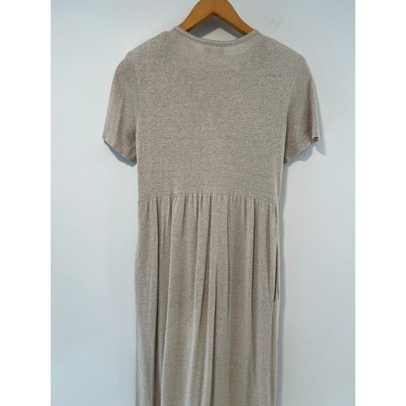 Talbots Casual Short Sleeve Button Down Shirt Dress Tan Oversized XS JL - Picture 7 of 12